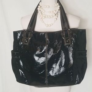 Fossil large shoulder bag genuine soft patent leather  12.5 x 13 x 4.5 goth girl